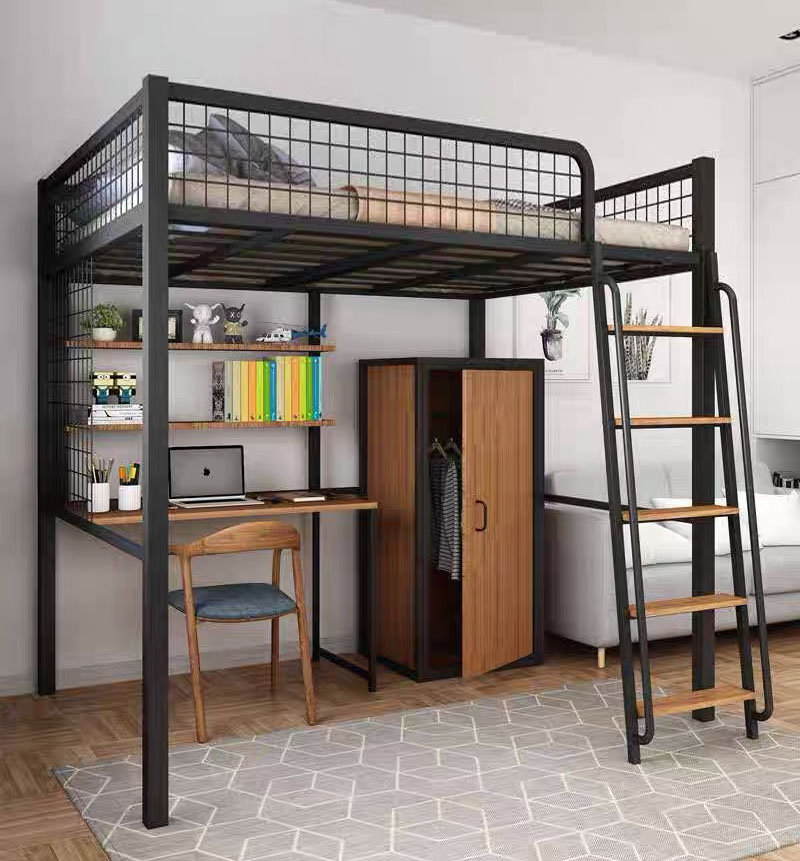 Steel Loft Bed with Ladder with Study table & Wardrobe (M0196 ...